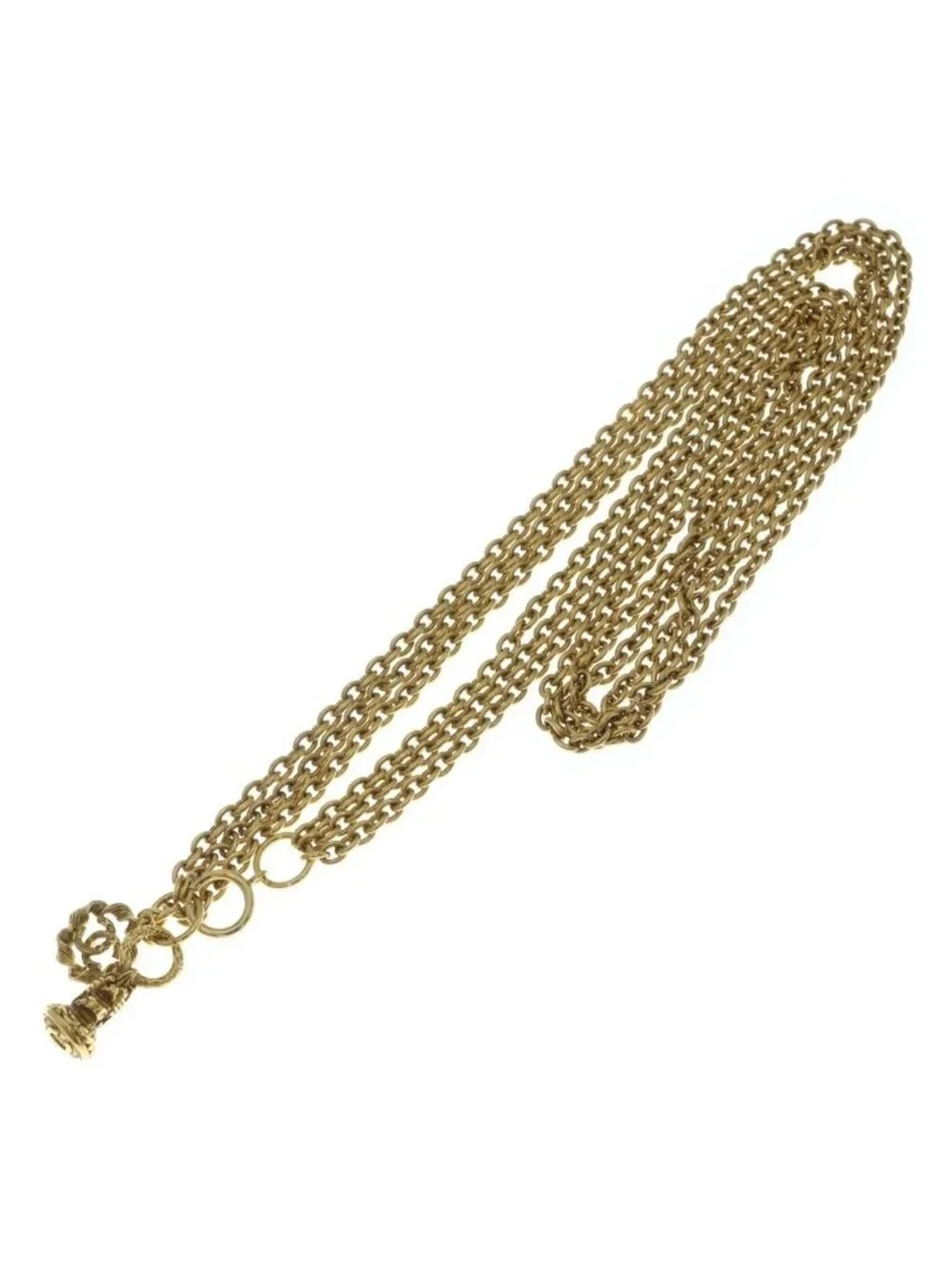 Chanel Vintage CC Logo Bell Pendant Chain Gold